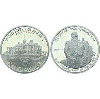 UNITED STATES MINT Mince Spojené státy Half Dollar 1982 250. výročí - George Washington