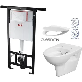 WC sada Předstěnový instalační systém bez tlačítka + WC CERSANIT CLEANON PARVA + SEDÁTKO AM102/1120 X PA2