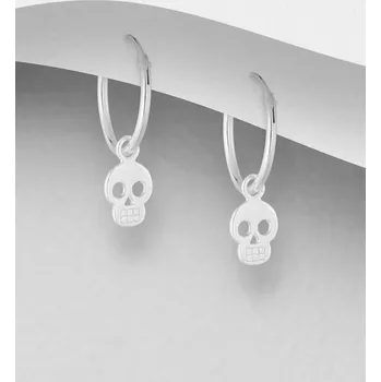 Náušnice Stříbrné kruhové náušnice 925 Skull Hoop s lebkou
