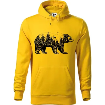 Pánská mikina DOBRÝ TRIKO Pánská mikina s potiskem Medvěd Velikost pánské mikiny: S, Barva: Žlutá