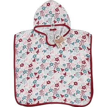 XKKO BMB Bambusové mušelínové pončo Flowers&Birds Girls Vel. 2 (2-3 roky)