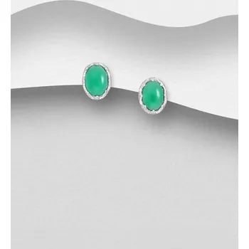 Náušnice Náušnice ze stříbra 925, zdobené zeleným achátem