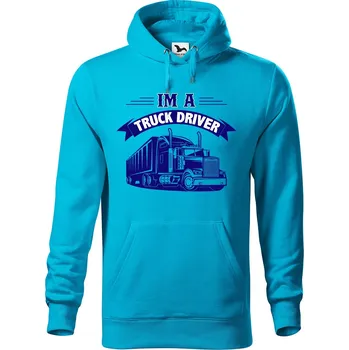 Pánská mikina DOBRÝ TRIKO Pánská mikina s potiskem Truck Velikost pánské mikiny: XL, Barva: Tyrkysová
