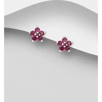 Náušnice Stříbrné náušnice ve tvaru květiny, zdobené rodolitem