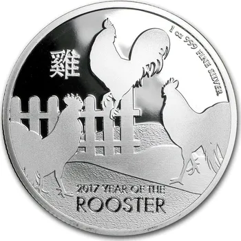 2017 Nový Zéland 1 oz $ 2 Lunární Rok Kohouta