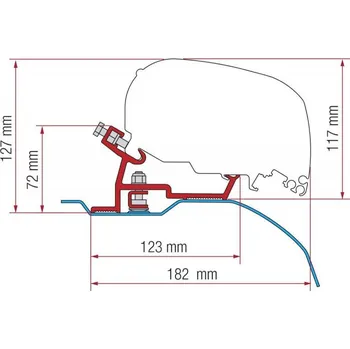 Stínicí technika Adaptér na uchycení markýzy Fiamma F65S a F80S do délky 370 cm na střechu Citroën Jumper/Fiat Ducato/Peugeot Boxer X250/X290 L2/L3/H2 (2006-) stříbrný
