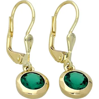 Náušnice Goldstore Visací zlaté náušnice osazené smaragdy Váha: 2.30 g