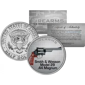U.S. Mint SMITH & WESSON MODEL 29,44 MAGNUM Gun Střelná zbraň JFK Kennedy Half Dollar US