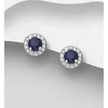 Náušnice La Preciada - Stříbrné 925 náušnice Push-Back, zdobené CZ simulovanými diamanty a modrými safíry