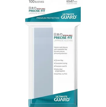Příslušenství ke karetním hrám Ultimate Guard - Precise-Fit Japanese Size Resealable Obaly 100 ks - Transparent