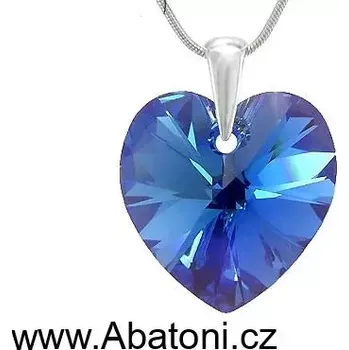 Náhrdelník Swarovski Elements Heart krystal 18mm - Stříbrný náhrdelník (přívěsek + řetízek) modré srdce, srdíčko 34003.5 Sapphire (modrá královská)