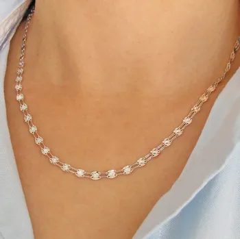 Náhrdelník Luxusní zlatý náhrdelník z bílého zlata široký 4mm 3,20g 42cm Zlato 14k(585/1000)