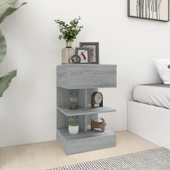 Noční stolek ZBXL Noční stolek šedý sonoma 40 x 35 x 65 cm kompozitní dřevo