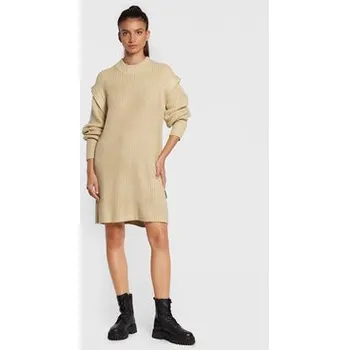 Dámské šaty Silvian Heach Úpletové šaty PGA22120VE Béžová Relaxed Fit M