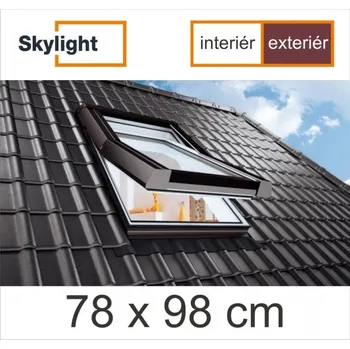 Okno STŘEŠNÍ OKNO SKYLIGHT PREMIUM | 78 X 98 CM | INTERIÉR BÍLÝ - EXTERIÉR HNĚDÝ RAL 8019