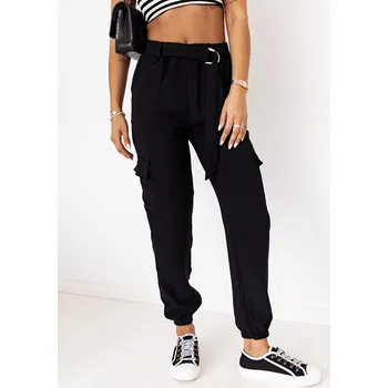 Dámské kalhoty Moon Dámské Černé Bojovky Kalhoty s Gumičkovým Pasem, odstíny černé S (36) i392_24022-46