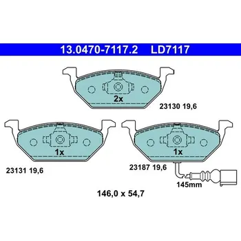 Brzdová destička Sada brzdových destiček, kotoučová brzda ATE 13.0470-7117.2