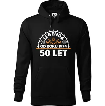 Pánská mikina DOBRÝ TRIKO Pánská mikina s potiskem Legenda 50 let Velikost pánské mikiny: 4XL, Barva: Černá