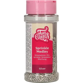 Jedlá dekorace na dort Cukrové zdobení stříbrné 65g - FunCakes