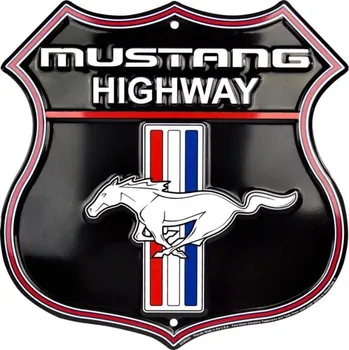 Plechová cedule D.E. metal signs Plechová cedule Ford Mustang Highway štít 30 cm x 30 cm