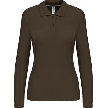 Dámská košile KARIBAN Dámská pique polokošile s dlouhým rukávem K244 Barva: Khaki tmavá, Velikost: S
