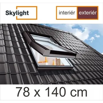 Okno STŘEŠNÍ OKNO SKYLIGHT PREMIUM | 78 X 140 CM | INTERIÉR BÍLÝ - EXTERIÉR HNĚDÝ RAL 8019