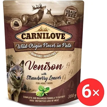 Krmivo pro psa Carnilove Dog Pouch Paté Venison with Strawberry Leaves 6 × 300 g