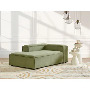 Pohovka Lenoška zelená manšestrové čalounění pravostranná černé nohy moderní styl obývací pokoj Beliani