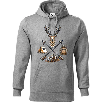 Pánská mikina DOBRÝ TRIKO Pánská mikina s potiskem Jelen a šípy Velikost pánské mikiny: 4XL, Barva: Tmavě šedý melír