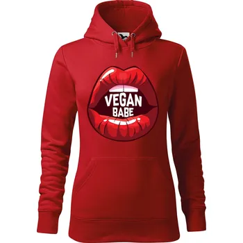 Dámská mikina DOBRÝ TRIKO Dámská mikina s potiskem Vegan babe Velikost dámské mikiny: L, Barva: Červená