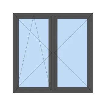 Okno Plastové okno 200x150 cm (2000x1500 mm) | antracit | dvoukřídlé bez sloupku (štulp) | pravé
