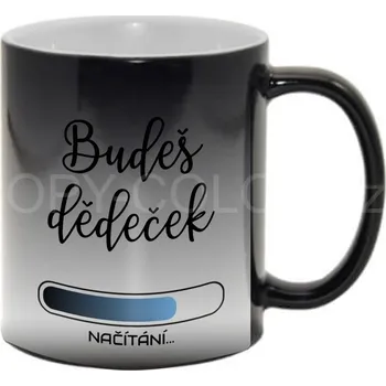 Gravírování Magický/svlékací fotohrnek BUDEŠ DĚDEČEK- černý s bílým vnitřkem