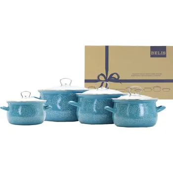 Sada nádobí Belis Flower sada smaltovaného nádobí 8 ks