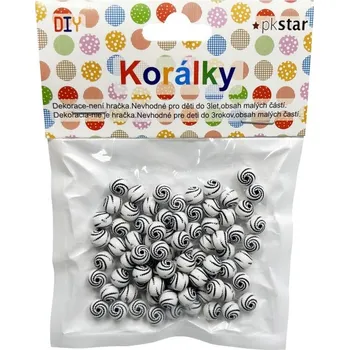 Výtvarná sada Korálky plastové černo-bílé spirálky 8 mm