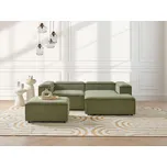 3místná modulární rohová pohovka zelená manšestrové čalounění levostranná černé nohy s taburetem moderní styl obývací pokoj Beliani