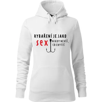 Dámská mikina DOBRÝ TRIKO Dámská mikina s potiskem Rybaření Velikost dámské mikiny: M, Barva: Bílá