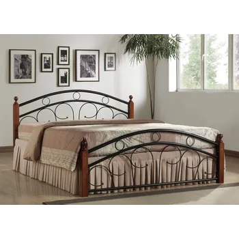 Postel Postel kovová s roštem PARIS 180×200 třešeň/černá