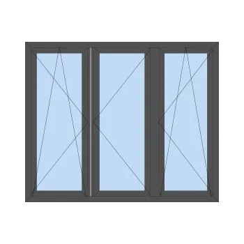 Okno Plastové okno 170x110 cm (1700x1100 mm) | antracit | trojkřídlé