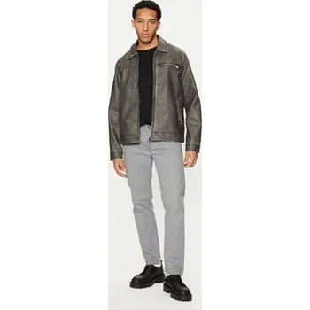 Pánská casual bunda Brave Soul Bunda z imitace kůže MJK-DIVISIONPU Šedá Regular Fit XL