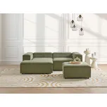 3místná modulární rohová pohovka zelená manšestrové čalounění pravostranná černé nohy s taburetem moderní styl obývací pokoj Beliani