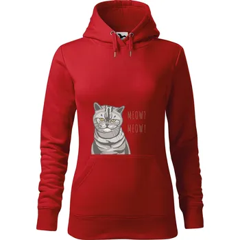 Dámská mikina DOBRÝ TRIKO Vtipná dámská mikina s potiskem Kočka Velikost dámské mikiny: XL, Barva: Červená