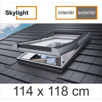 Okno STŘEŠNÍ OKNO SKYLIGHT |114 X 118 CM | INTERIÉR BÍLÝ - EXTERIÉR ŠEDÝ RAL 7043
