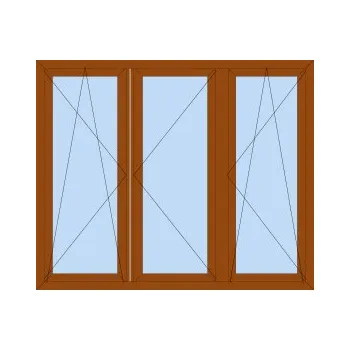 Okno Plastové okno 165x175 cm (1650x1750 mm) | zlatý dub | trojkřídlé