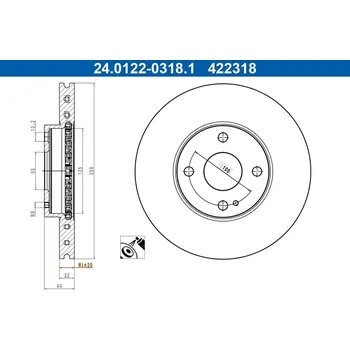 Brzdový kotouč Brzdový kotouč ATE 24.0122-0318.1
