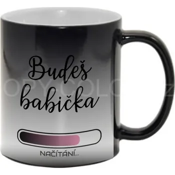 Gravírování Magický/svlékací fotohrnek BUDEŠ BABIČKA - černý s bílým vnitřkem