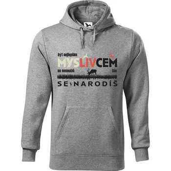 Pánská mikina DOBRÝ TRIKO Pánská mikina s potiskem Myslivcem se narodíš Velikost pánské mikiny: 4XL, Barva: Tmavě šedý melír
