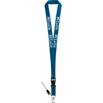 ON-DESIGN Šňůrka na krk ANQUETIL s potiskem Barva: modrá, POTISK - reklamní předměty: 300 ks, Počet potisků: 4 ks