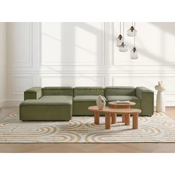 Pohovka 4místná modulární pohovka zelená manšestrové čalounění rohová pravostranná černé nohy moderní styl obývací pokoj Beliani