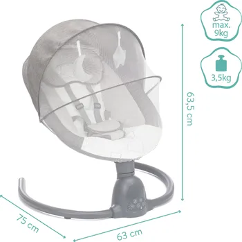 Dětská houpačka Fillikid Elektrická houpačka Luna grey