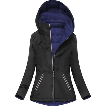 Dámská cargo bunda Dámská černo-modrá oboustranná bunda s kapucí Libland, odstíny černé S (36) i392_14079-46